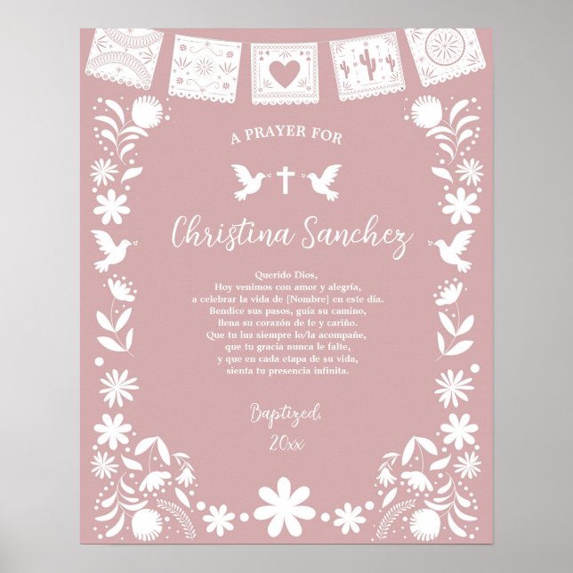 Poster BAUTIZO Rosa Cielito Lindo (Frente)