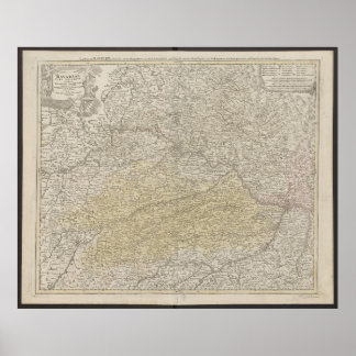 Poster Bavaria Map, Germany Poster, Historical Map 1712