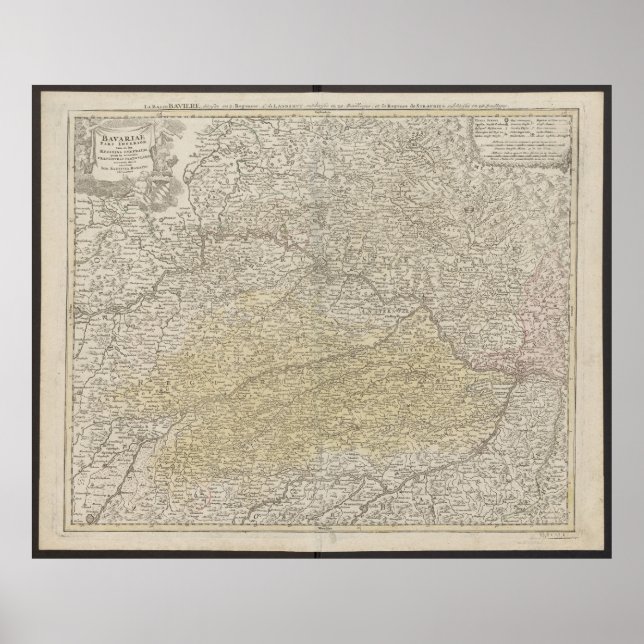 Poster Bavaria Map, Germany Poster, Historical Map 1712 (Frente)