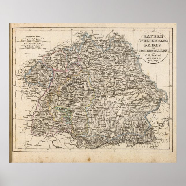Poster Baviera, W �, Baden, Hohenzollern (Frente)