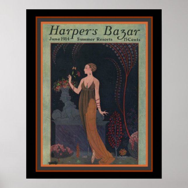 Póster Bazar de Harper - Barbier 1914 Cobrir Deco 16 x 20 (Frente)