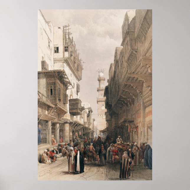 Poster Bazar do Cairo dos coppersmiths por David Roberts (Frente)