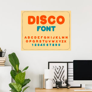 Poster Bble Disco Alphabet Font Bold Vintage Letters