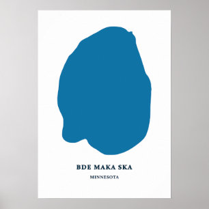Poster Bde Maka Ska - Mapa da Vintagem de Minneapolis