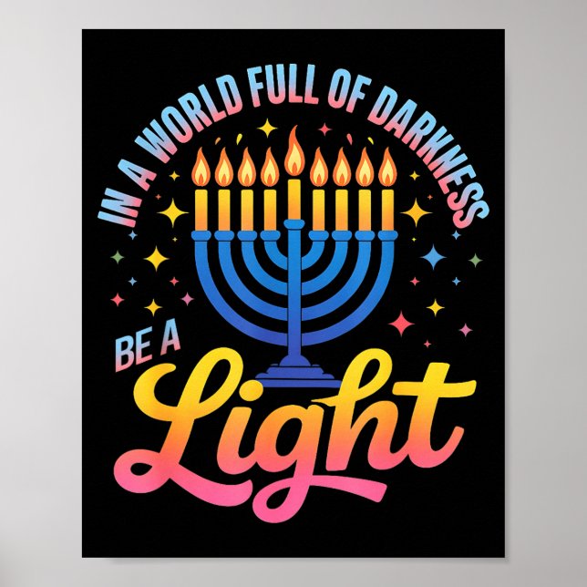 Poster Be A Light Happy Hanukkah Menorah Jewish Gift  (Frente)