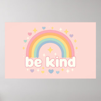 Poster Be Kind – Rainbow Pastel Positivity