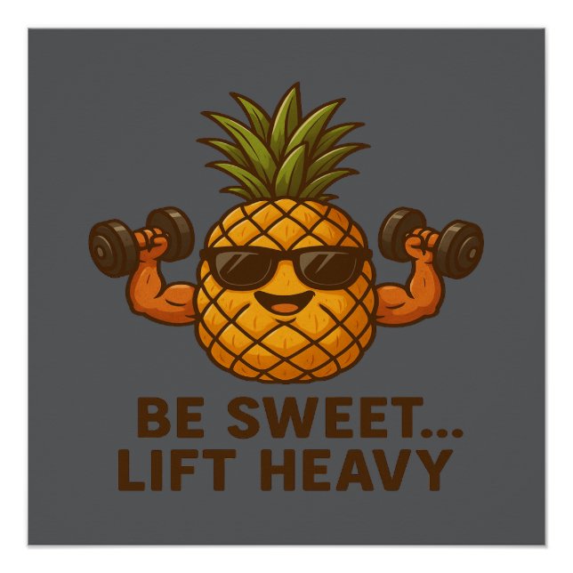 Póster Be Sweet Lift Heavy Pineapple Gym Fitness Funny (Frente)
