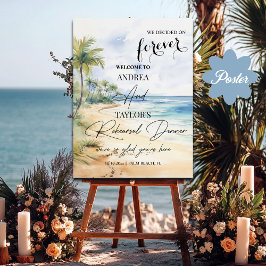 Poster Beach and Palm Trees Rehearsal Dinner Welcome