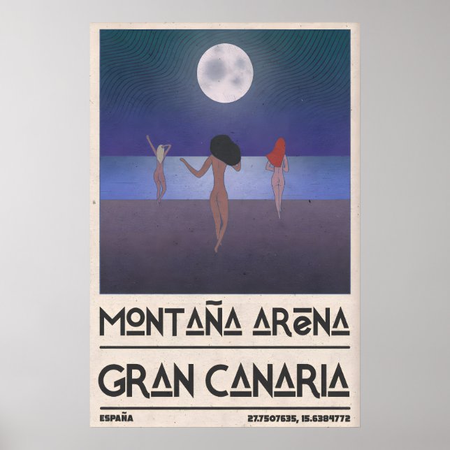 Poster Beach Art Print - Three Figures Walking Toward (Frente)