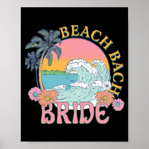 Poster Beach Bach Bride Bridesmaid Retro Summer Bachelore