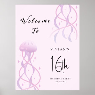 Poster Beach Blush Pink Doce Dezesseis Convites de festas