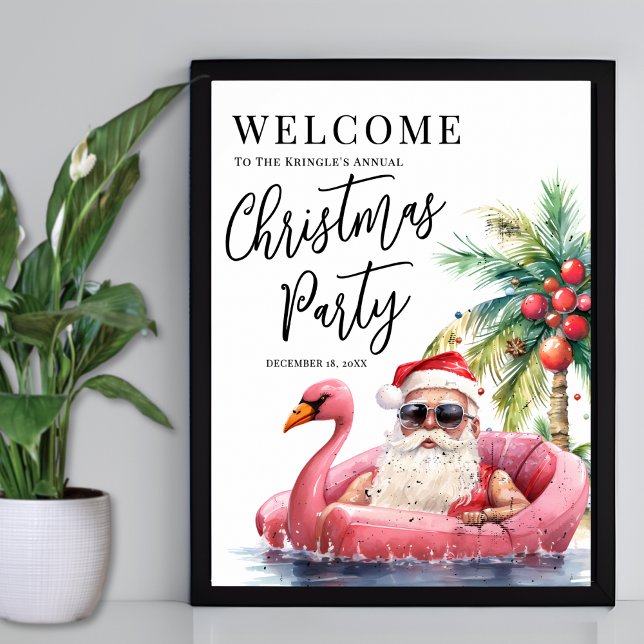 Poster Beach Christmas Party Welcome (Beach Christmas Party Welcome Poster)