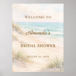 Poster Beach coastal Bridal Shower welcome