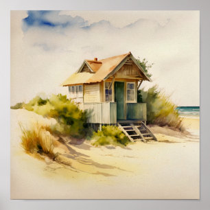 Poster Beach Hut Watercolor