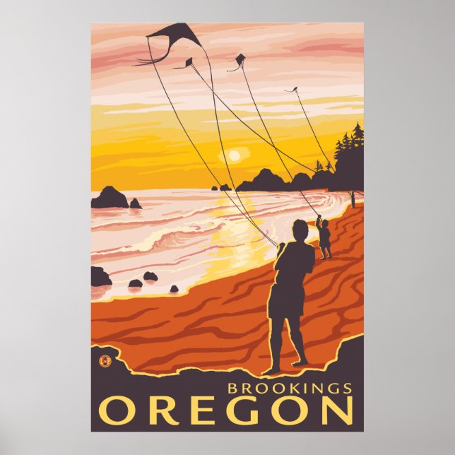 Poster Beach & Kites - Brookings, Oregon (Frente)
