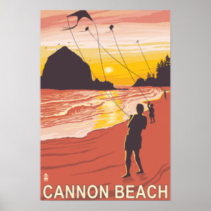 Poster Beach & Kites - Cannon Beach, Oregon