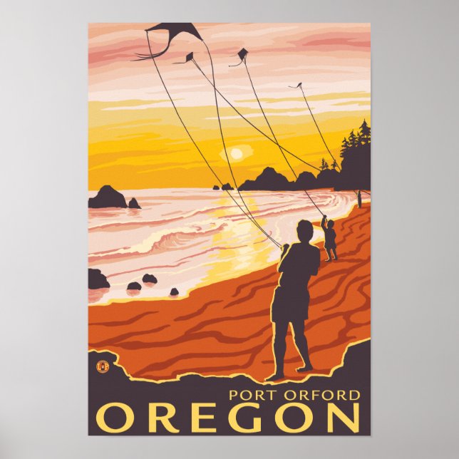 Póster Beach & Kites - Port Orford, Oregon (Frente)