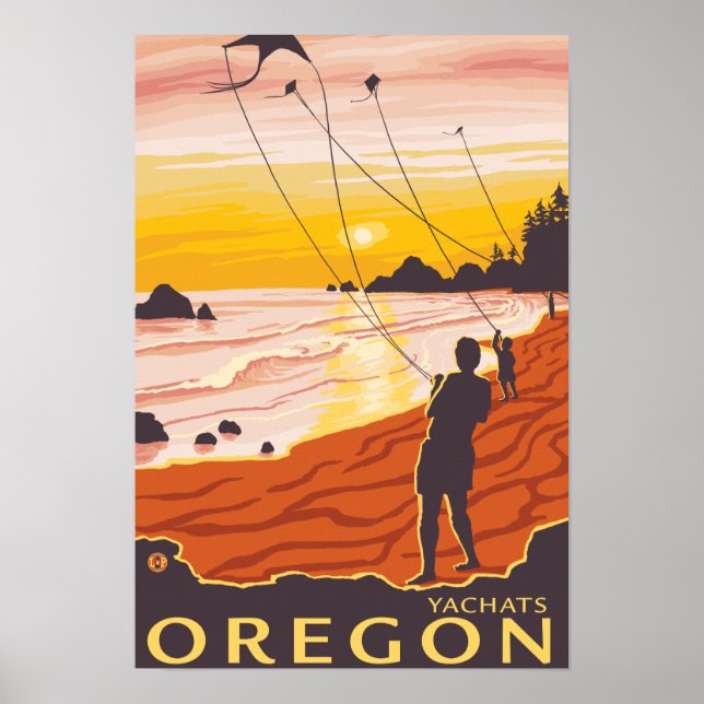 Póster Beach & Kites - Yachats, Oregon (Frente)