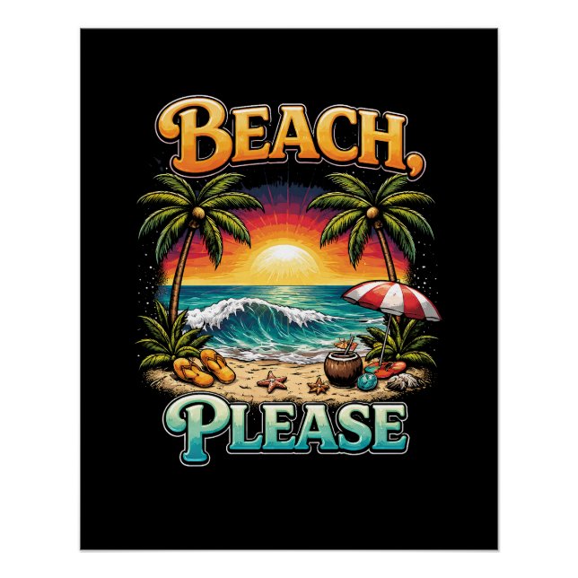 Póster Beach, Please (Frente)