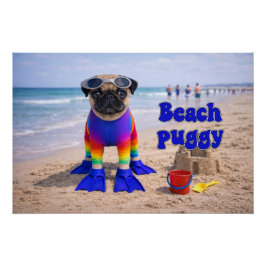 Póster Beach Puggy