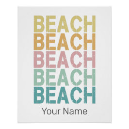 Póster Beach Retro Lettering Vintage Holiday Summer