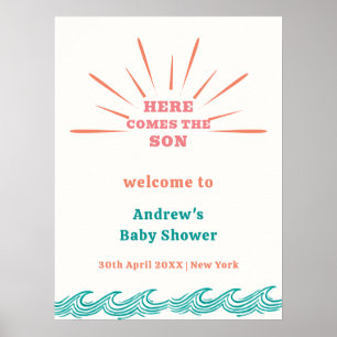 Poster Beach Summer Here Vem Chá de fraldas Welcome