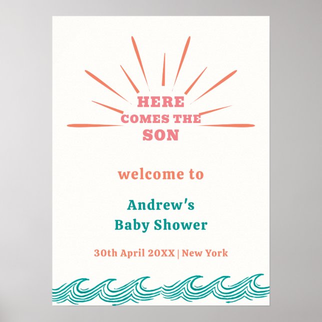 Poster Beach Summer Here Vem Chá de fraldas Welcome (Frente)