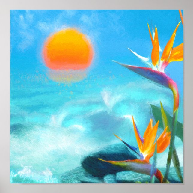 Poster BeACH SUNSET Birds of Paradise (Frente)