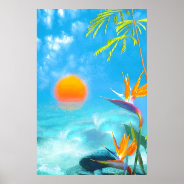 Poster BeACH SUNSET Birds of Paradise (Frente)