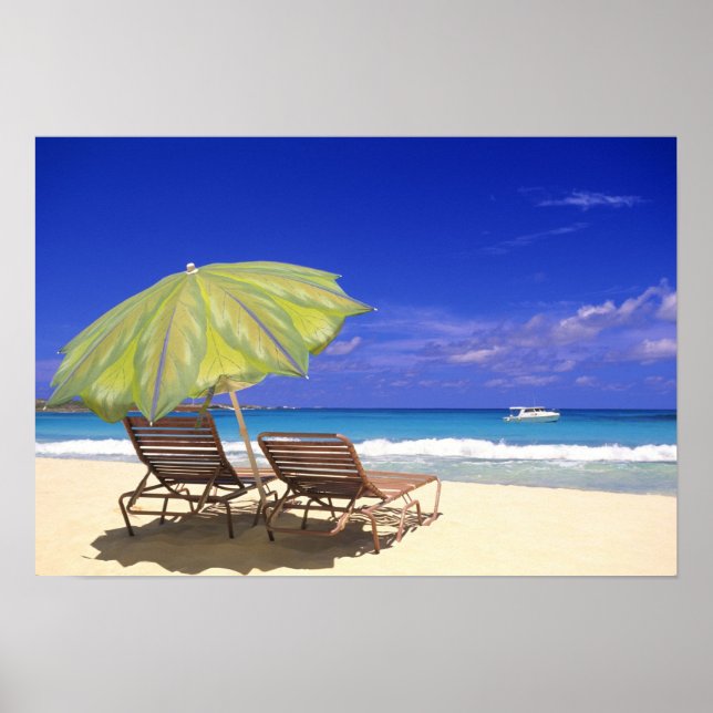 Poster Beach Umbrella, Abaco, Bahamas (Frente)