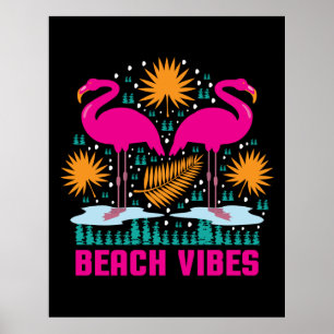 Poster Beach Vibes Pink Flamingos-19501