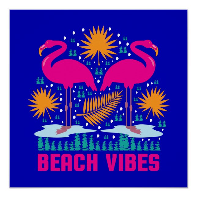 Póster Beach Vibes Pink Flamingos-19501 (Frente)