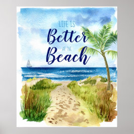 Poster Beach Watercolor Life é Melhor na Praia