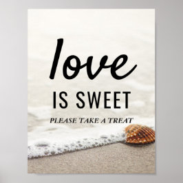 Poster Beach Waves Weding Love Is Sweet Sign