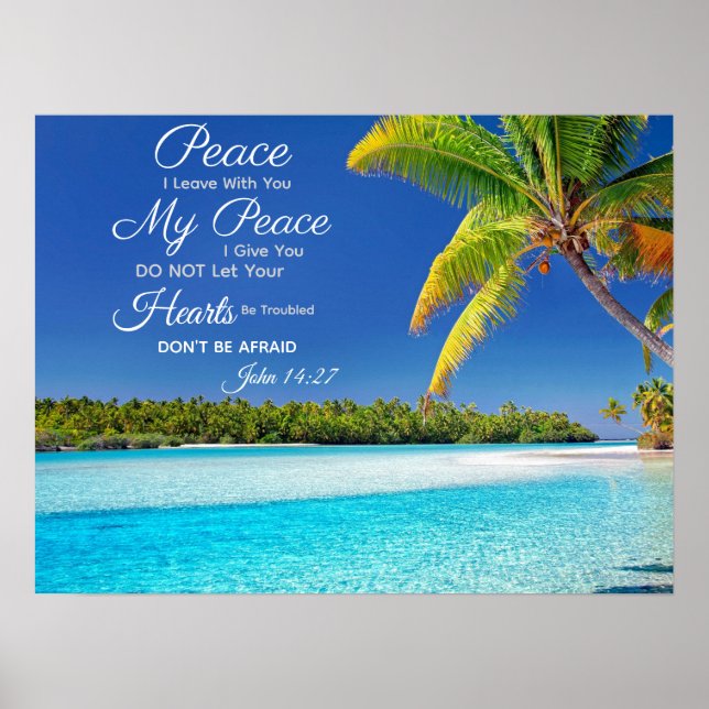 Poster Beachside Cook Island - John 14:27 Verso da Bíblia (Frente)