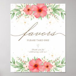 Poster Beachy Boho Pink Ivory Greenery Favor Floral Sinal