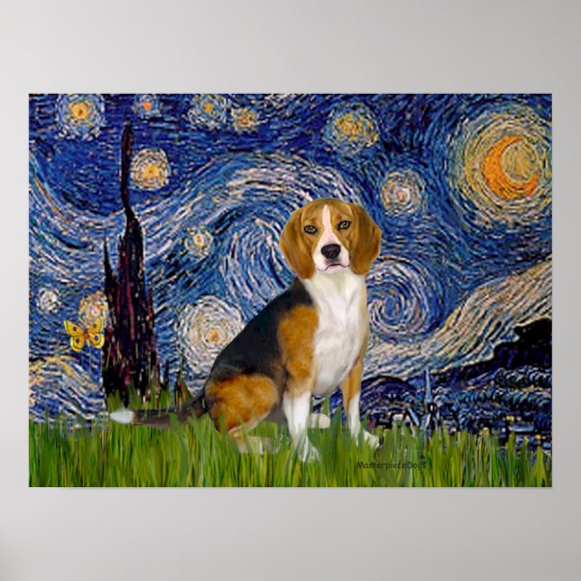 Póster Beagle 7 - Noite Estrelada (Frente)