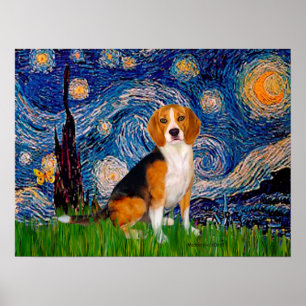 Póster Beagle 7 - Starry Night