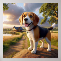 Beagle charmoso em uma cena russa do campo