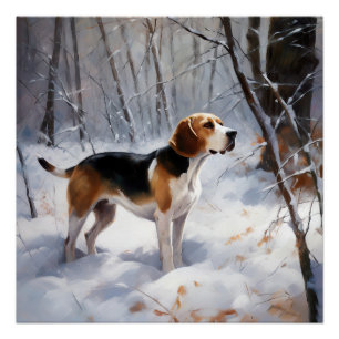 Póster Beagle Deixe-O Neve Natal