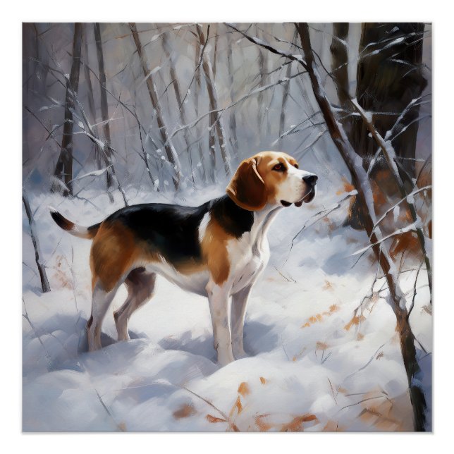 Póster Beagle Deixe-O Neve Natal (Frente)