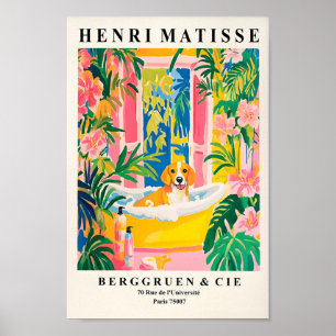 Poster Beagle Em Bathtub Impressão, Engraçada Arte De Mur