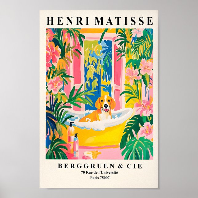 Poster Beagle Em Bathtub Impressão, Engraçada Arte De Mur (Frente)