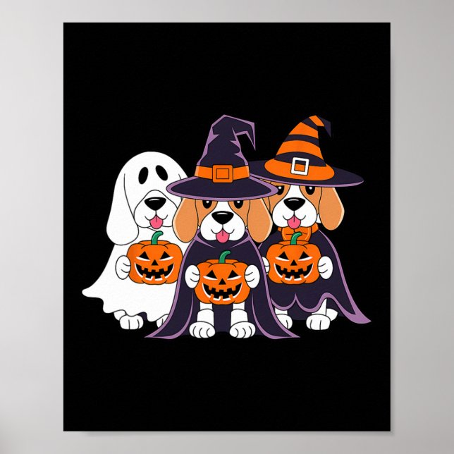 Poster Beagle Ghost Pumpkin Halloween Design Para Amor De (Frente)