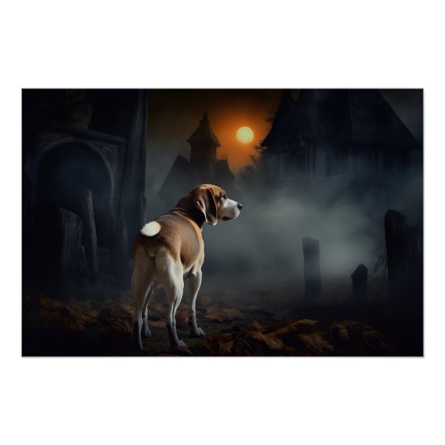 Póster Beagle Halloween Assustador (Frente)
