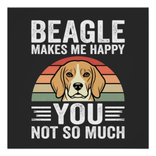 Póster Beagle Me Faz Feliz Amante de Cachorros