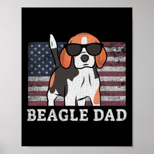 Poster Beagle Pai American Flag 4 De Julho Patriótico Bea