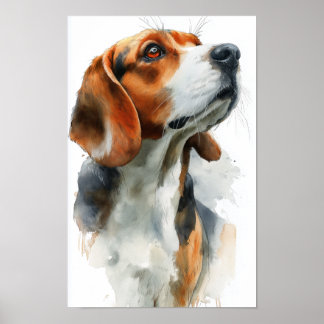 Poster Beagle watercolor portrait