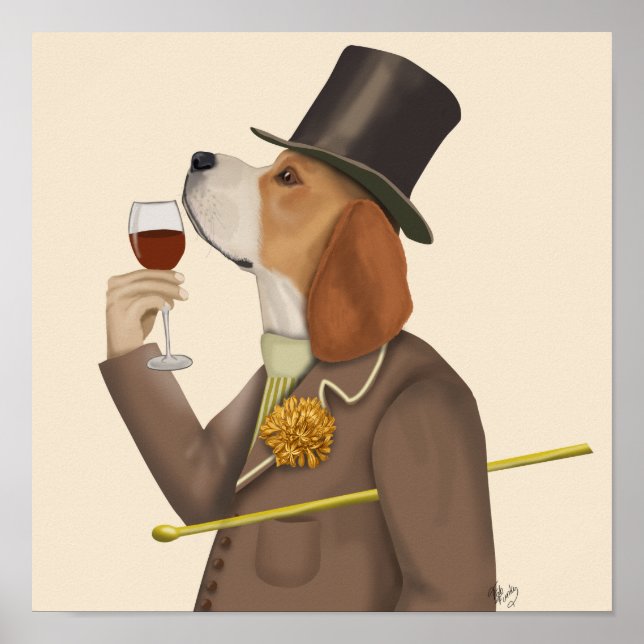 Poster Beagle Wine Snob (Frente)