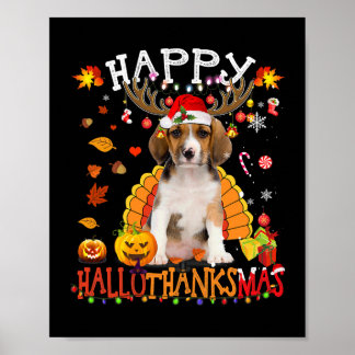 Poster Beagles Dog Happy Hallothanksmas Halloween